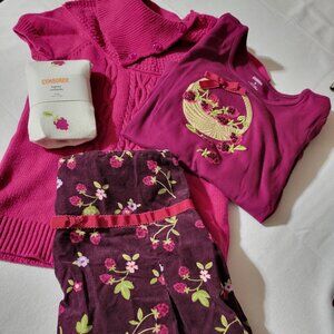 Gymboree Berry Patch 8-10 tights NWT size 8 skort & shirt VGUC, 7-8 sweater VGUC